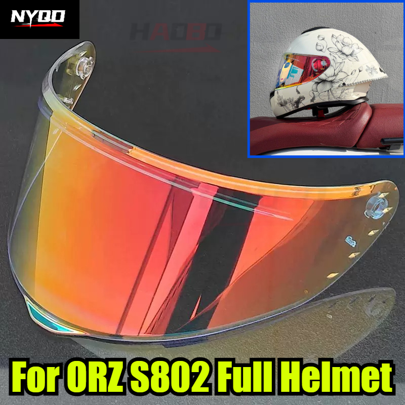 Helmet Full Face - ORZ S802 Motorrad-Integralhelm-Visiere, farbige Gläser, schwarz-silbernes