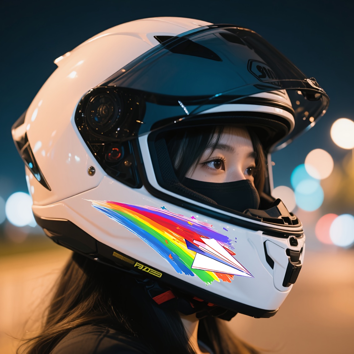 Motorcycle Gear Pattern - Motorradhelm-Aufkleber, 2 Bögen mit Regenbogen-Flugzeugdesigns und
