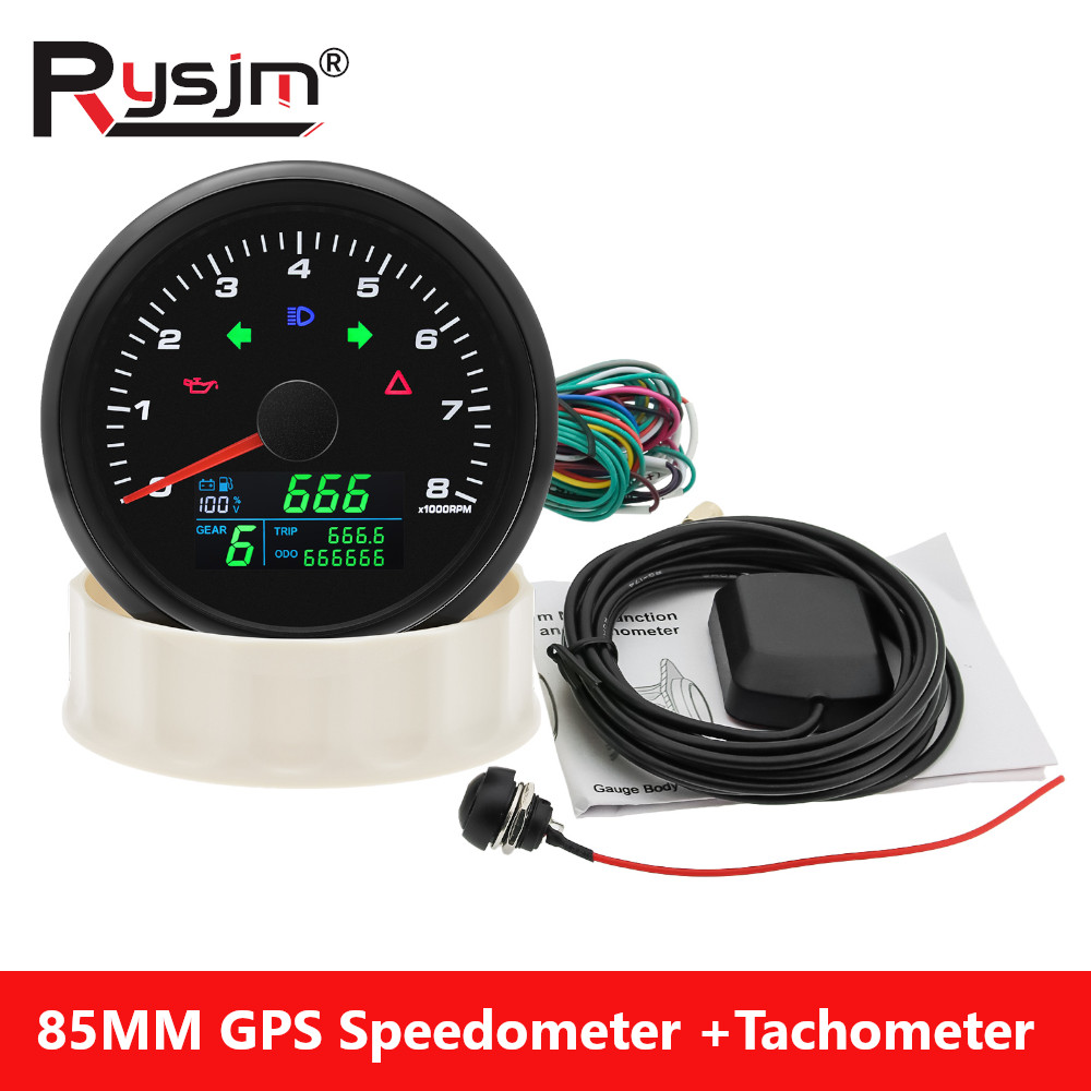 Motorcycle Gear Levels - 85 mm multifunktionales Messgerät, GPS-Tachometer, Drehzahlmesser,