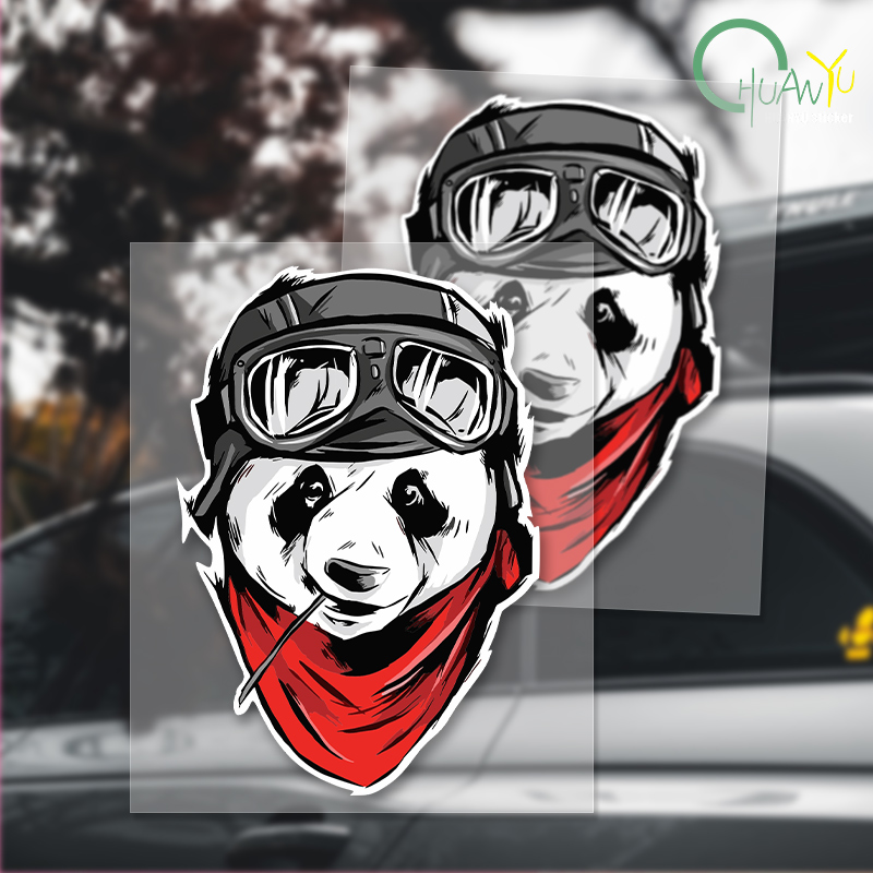 Motorcycle Gear Pattern - Panda Fahrrad Cartoon Auto Aufkleber Helm