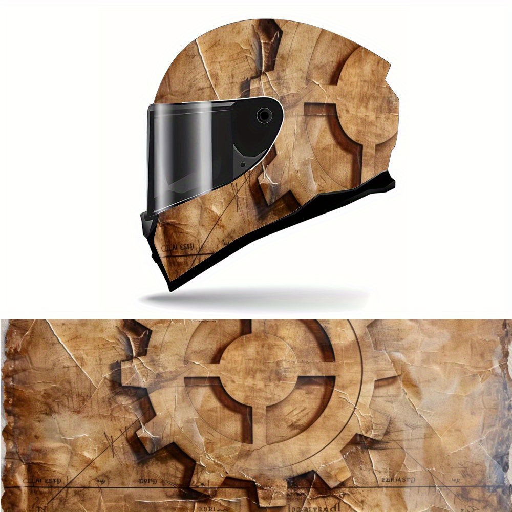 Motorcycle Gear Pattern - Helm-Vinylfolie im Steampunk-Stil mit Getriebemuster, wasserdichte,