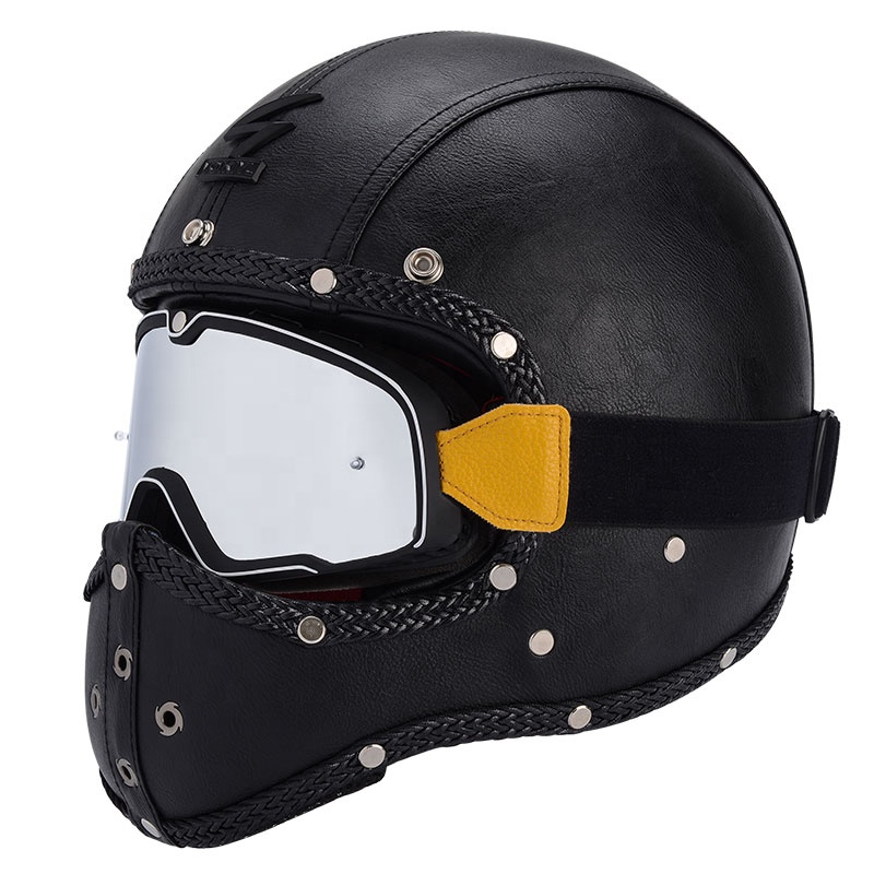 Leder-Motorradhelme Retro Abne – Helmet Full Face Bewertung und Preis
